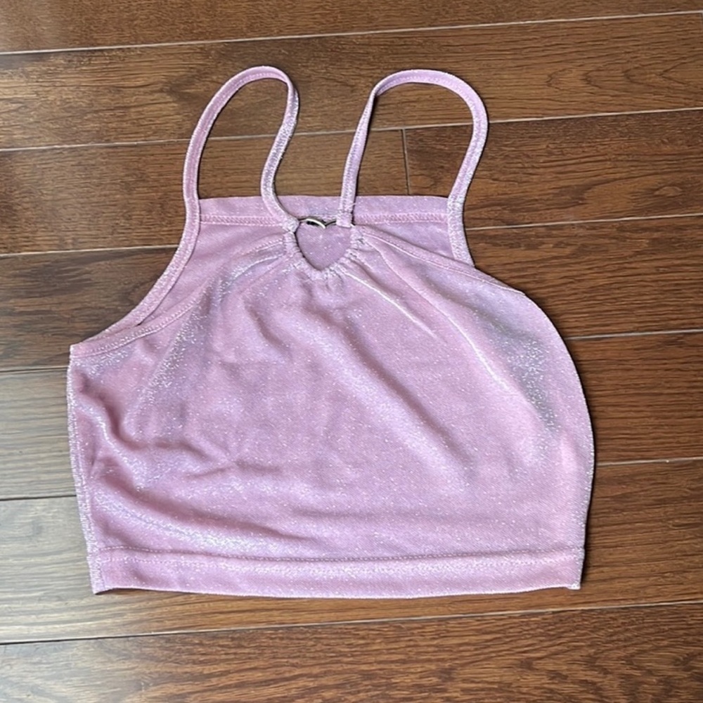 Glitter Heart Tank Crop Top